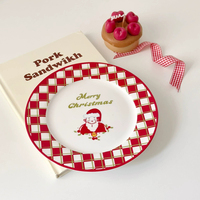 Op voorraad! 8-inch en 9-inch ecovriendelijke kerstservies van massief porselein, groothandelsprijs, duurzaam keramisch serviesgoed