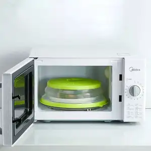 Penutup piring Microwave silikon dapat dilipat, Aksesori dapur pelindung percikan untuk pengawet makanan dan memasak