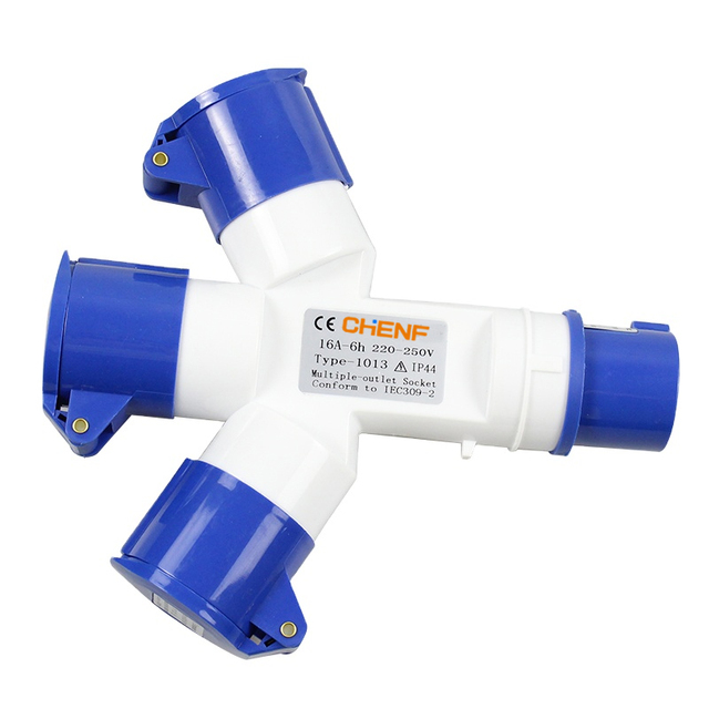 Manufacturer CHENF Multiple Plug and Socket 2P+E  IP44 2P 3P 16A 2/3 Way Industrial Plug 1012 1013