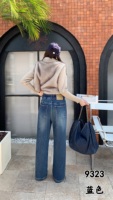 Jean ample pour femme de grande taille, coupe large, à double couture, de haute qualité, décontracté, extensible, séchage rapide, respirant, bleu