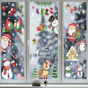 Ensemble de décorations de Noël : Adhésifs pour fenêtre motif traîneau du Père Noël, rennes et flocons de neige pour la maison, la cuisine, les portes vitrées – Décorations d'hiver pour les fêtes. - Product Image 3