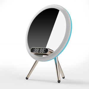 Phòng ngủ phòng khách đầu giường điện thoại không dây sạc ánh sáng đèn <span class=keywords><strong>Bluetooth</strong></span> Loa bàn gương Thông Minh Kỹ thuật số Đồng hồ báo thức - Product Image 1