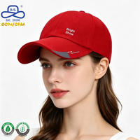 Casquette de baseball rouge à séchage rapide en gros avec broderie de logo personnalisé et accent réfléchissant sur la visière