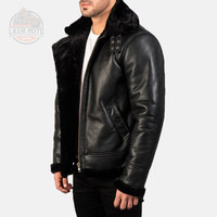 Neuer 2024-Stil Echte Pelz-Shearling-Lederjacke für Herren Winter Einfarbig Stehkragen High-Street Casual Individuell Anpassbar