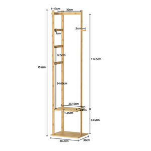 Bamboo Wood Coat <b>Rack</b> Floor Standing <b>Clothes</b> Hanger Bedroom Home Use Simple Indoor Clothing Organizer 5KG 10KG 20KG Capacity - Product Image 5