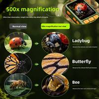 Kit de Observación de Insectos para Niños, Juguete Científico Creativo para Exteriores, Microscopio Digital Portátil Recargable de 500X