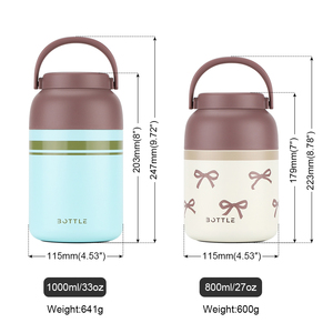 800ml カスタムロゴ入り二重壁ステンレス鋼製真空断熱食品グレードランチサーモスボトル - Product Image 3