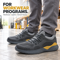 Chaussures de sécurité personnalisées EN ISO 20345 à embout d'acier, tige Flyknit, semelle EVA, résistantes à la perforation, baskets de travail pour entrepôt, vente en gros