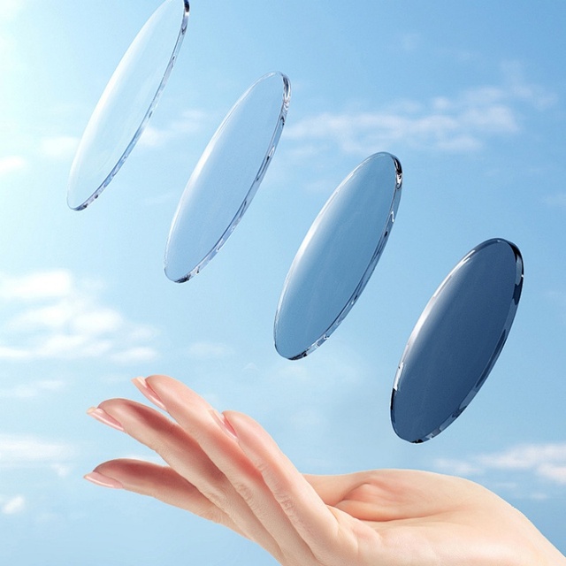 Anti-Blue Aspheric Photochromic Prescription Eyeglasses Lenses With Clear UC HC Coating for Myopia Glasses