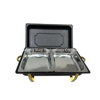 Chafing Dish Lipat Mewah Hitam Emas 9L untuk Pernikahan Modern, Kafe & Pesta Kelas Atas, Penampilan Makanan Panas