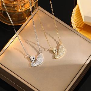 New Stainless Steel <strong>Jewelry</strong> Elegant Temperament White <strong>Swan</strong> Fine <strong>Jewelry</strong> Sets Zircon Necklaces for Women Necklace - Product Image 2