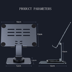 Portable Flexible 360 Degree <b>Rotating</b> Laptop Stand Metal Adjustable Desktop Table Riser Bracket for Indoor Use Foldable Computer - Product Image 4