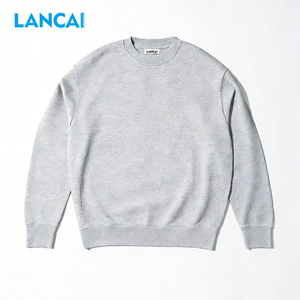 Custom Made by LANCAI Factory 400 GSM Logo Cotton Crewneck Blank Long Sleeve Sweatshirt Fashion Casual Sweatshirt <b>for</b> Men - Product Image 2