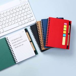 Custom Kraft Paper Cover Design Double Wire-O <b>Bound</b> Self-adhesive Portable Notepads Office Style Sticky Note Stickers Pen Custom - Product Image 4
