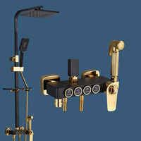 47 vente en gros de robinets thermostatiques de salle de bain robinets de douches à quatre niveaux pommes de douche laiton noir doré à quatre vitesses