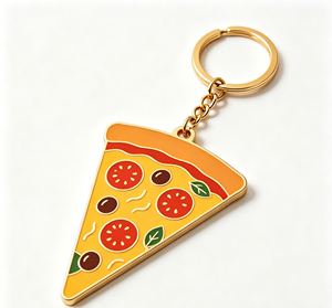 Custom Zinc Alloy Pizza Metal Keychain <b>Cartoon</b> Enamel Key <b>Ring</b> Portable Promotional Gift - Product Image 3