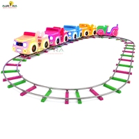 Train électrique miniature sur rail modulaire circulaire avec lumières LED multicolores pour parcs d'attractions intérieurs pour enfants, centres commerciaux, location