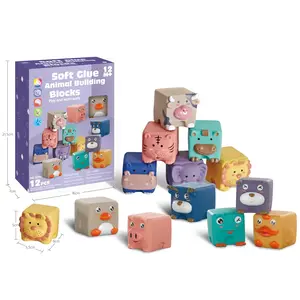 Nieuwe Ster Educatief Speelgoed 12Pcs Baby Stapelen Kubus Squeeze Siliconen Zachte Bouwstenen Voor Kinderen