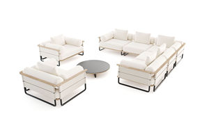 AJUNION ensemble de <span class=keywords><strong>salon</strong></span> d'extérieur élégant villa de luxe hôtel canapé sectionnel meubles de <span class=keywords><strong>jardin</strong></span> finition aspect <span class=keywords><strong>bois</strong></span> canapé en aluminium ensemble de <span class=keywords><strong>jardin</strong></span> - Product Image 5