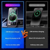 Produits de dropshipping, chargeur de voiture sans fil multifonctionnel magnétique avec lumière RGB, sortie d'air pour téléphone, 25W, avec refroidissement par air, BK61