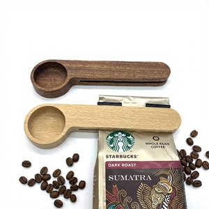 Cuchara de Café de Madera Natural, Cuchara Medidora de Bambú Ecológica y Pinza para Azúcar para Cafetería, Cocina o Viajes - Product Image 1