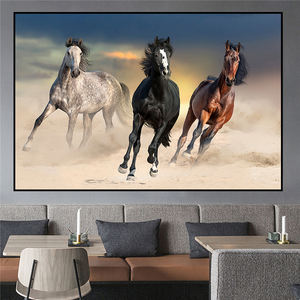 ブラウンブラックランニングホースウォールアート写真とモダンアニマルポスター、キャンバスプリント、ホームリビングルームの装飾、ギフトとして - Product Image 2