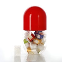 Bouteille en plastique PET colorée en forme de capsule pour médicaments, bonbons, biscuits, aliments, avec bouchon à vis et impression sérigraphiée
