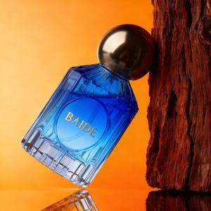 Nueva llegada: Botella de perfume personalizada de 50 ml, botella de vidrio para perfume de 100 ml, botella de perfume vacía redonda degradada en color ámbar con tapa. - Product Image 4