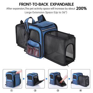 Small Portable Pet Carrier <b>Backpack</b> Oxford Zipper Airline Approved Expandable <b>Foldable</b> Animal Print Plastic Outdoor Pet Travel - Product Image 2