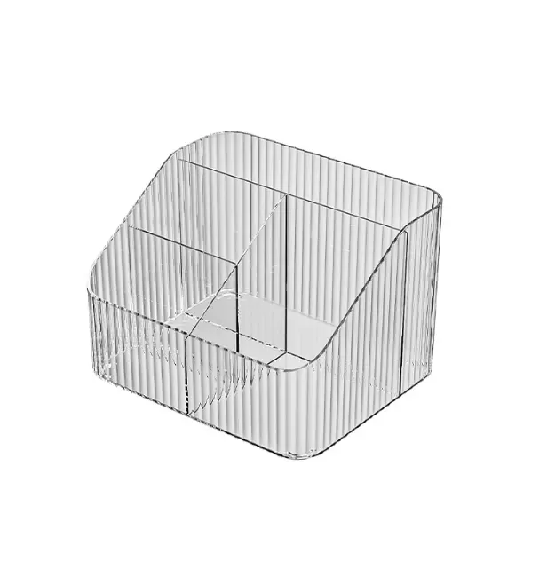 Şeffaf masaüstü saklama kutusu kozmetik ruj makyaj fırçası tutucu bölünmüş saklama kutusu