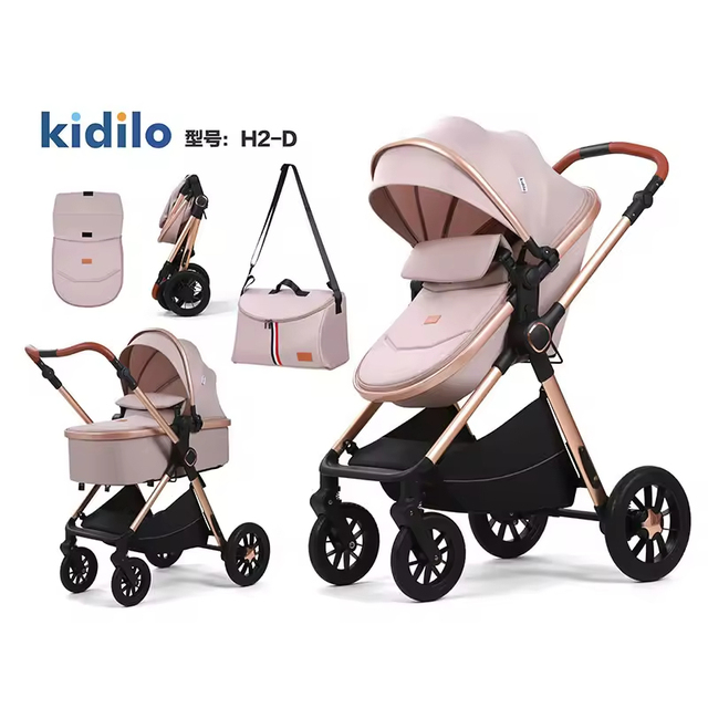Factory Wholesale Kidilo H2D 3-in-1 Bi-directional Pushing Stainless Steel Frame Foldable Baby Stroller for 0-3 Years