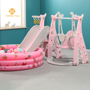 Thiết Kế Đơn Giản Pink Baby Slide Trẻ Em Với Slide Mat Cho Sân Chơi Swing Set Nhựa - Product Image 3