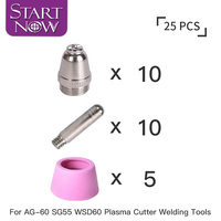 Starnow 25 pièces buse AG60 fil d'électrodes en Hafnium torche Plasma pour SG55 Kits de torche Plasma WSD60 pièces de Machine de découpe