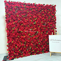 Anpassbare Größe Künstliche Rote Rosenwand, Speziell Entworfen für Hochwertige Anlässe wie Hochzeiten und Feiern