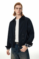 Veste de mode streetwear pour homme, personnalisable, à fermeture éclair, en toile épaisse, 100% coton, écologique, respirante, col rabattu