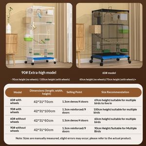 Jaula de Lujo Mayorista Antiescape para Pájaros, Tipo Villa, de Múltiples Niveles, Gran Espacio, para Cría y Alimentación, Todo en Uno - Product Image 3