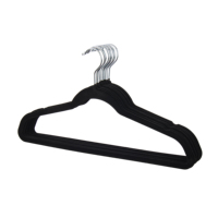 Cintres en velours noir en plastique pour porte-vêtements, lot de 50, boîte de couleur, floqués, rangement moderne