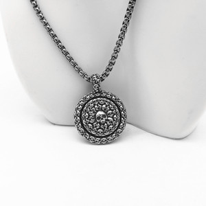 yunnique Retro Skull Relief Pendant Titanium Steel Unisex Necklace Rotating Design Geometric Skeleton Pattern Fashion Jewelry - Product Image 4