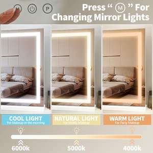 Espejo de Maquillaje LED de 23 x 18 Pulgadas, Estilo Hollywood con 3 Modos de Color y Brillo Ajustable, Espejo de Vanidad Cuadrado Blanco - Product Image 2