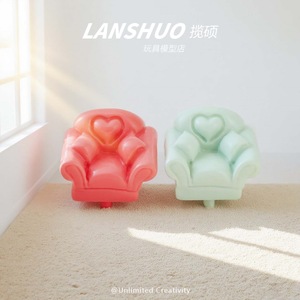 Mini canapé cœur en résine, modèle de chaise artistique pour décoration intérieure DIY, thème bonbons arc-en-ciel - Product Image 2