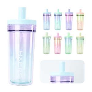 Haers Chất lượng cao cấp hai lớp Tritan cốc chai nước với rơm cho người lớn trẻ em 500ml BPA free - Product Image 4