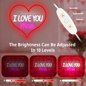 En stock, Néon « <span class=keywords><strong>Je</strong></span> t'aime maman » à intensité variable, enseignes LED en forme de cœur pour la fête des mères, cadeau pour la fête des mères, enseignes néon personnalisées - Product Image 3