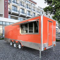 Remorque de camion-restaurant mobile avec cuisine complète pour la vente de fast-food, snacks, glaces, churros, hot-dogs, frites, en acier inoxydable