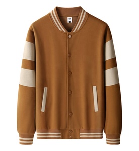 Chaquetas universitarias de algodón unisex Logotipo de diseñador personalizado abrigo de béisbol informal de otoño al por mayor chaqueta de Letterman diseño de rayas con cremallera - Product Image 6