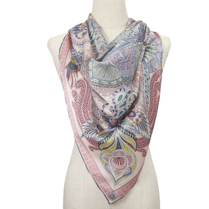 Nuova sciarpa di <span class=keywords><strong>seta</strong></span> vera donna 35 ''scialle <span class=keywords><strong>rosa</strong></span> pavone Design di lusso a mano sciarpa di <span class=keywords><strong>seta</strong></span> completamente abbinata - Product Image 4