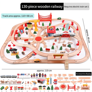 Meilleure vente de trains de luxe en bois jouets de piste ensemble de <span class=keywords><strong>train</strong></span> <span class=keywords><strong>électrique</strong></span> <span class=keywords><strong>jouet</strong></span> Montessori jouets éducatifs pour enfants tout-petits garçons et filles - Product Image 3