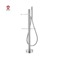 Robinet de baignoire sur pieds en laiton chromé pour baignoire autoportante, style contemporain