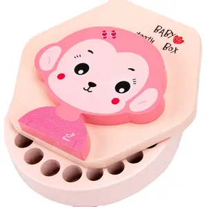 中国供应商可爱的儿童牙齿容器保持儿童记忆木婴儿乳牙存储箱