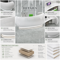 Comptoir de réception moderne incurvé blanc avec éclairage LED, idéal pour les spas, salons, hôpitaux, bureaux, comptoir d'accueil de forme ronde