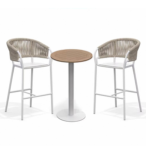 Set Moderno di Sgabelli Alti da Bistrot in Alluminio <span class=keywords><strong>Nero</strong></span> per Patio, Giardino, Ristorante, Tavolo Alto con 2 Sedie per Uso Alberghiero - Product Image 5
